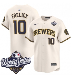 Men's Milwaukee Brewers #10 Sal Frelick Cream 2026 World Series Limited Stitched Baseball Jerse