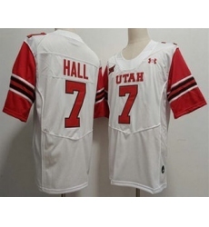 Men's Utah Utes #7 Johnathan Hall White College Football Jersey