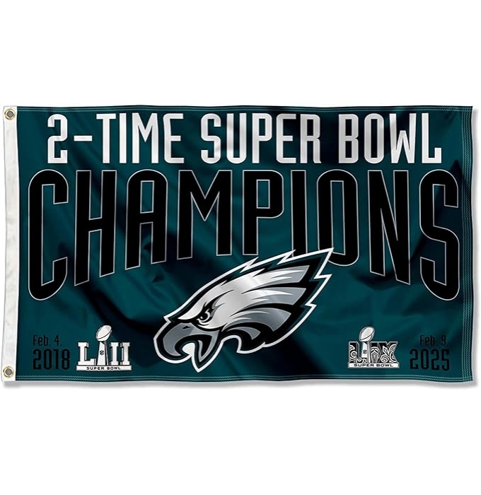 2pcs Philadelphia Eagles 2pcs Time Super Bowl Champions Flag Outdoor Indoor 3x5 Foot Banner