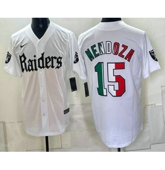 Men's Las Vegas Raiders #15 Fernando Mendoza White Mexico Gothic Sin City Shadows Edition Vapor Limited Jersey