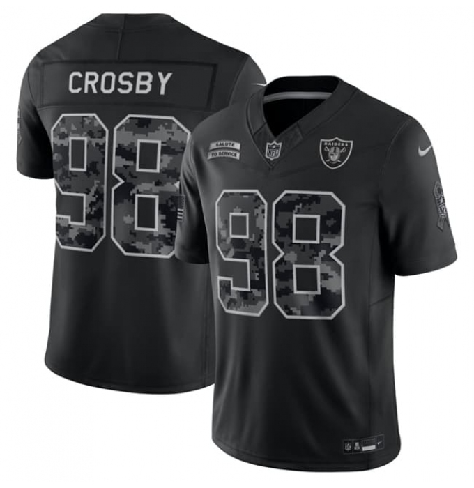 Men's Las Vegas Raiders #98 Maxx Crosby Black F.U.S.E. 2026 Salute to Service Limited Football Stitched Jersey
