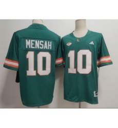 Men's Miami Hurricanes #10 Darian Mensah Aqua Stitched Football Jersey