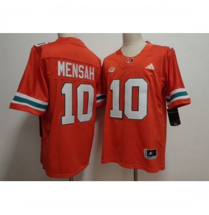 Men's Miami Hurricanes #10 Darian Mensah Orange Stitched Football Jersey