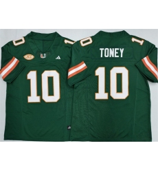 Men's Miami Hurricanes #10 Malachi Toney Green F.U.S.E. 2026 Stitched Football Jersey