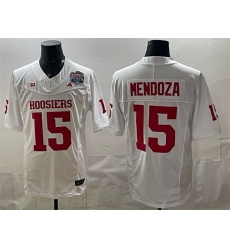 Men's Indiana Hoosiers #15 Fernando Mendoza White F.U.S.E. Peach Bowl Patch Stitched Football Jersey