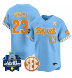 Men's Tennessee Volunteers #23 Karlyn Pickens Blue 2026 World Series SEC Patch Softball Stitched Jersey