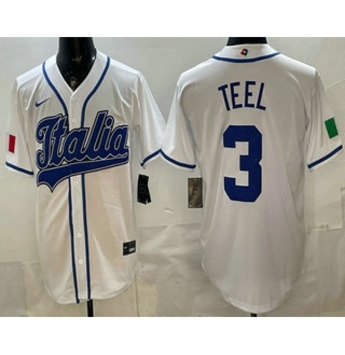 Men's Italy #3 Kyle Teel White 2026 World Baseball Classic Cool Base Jersey