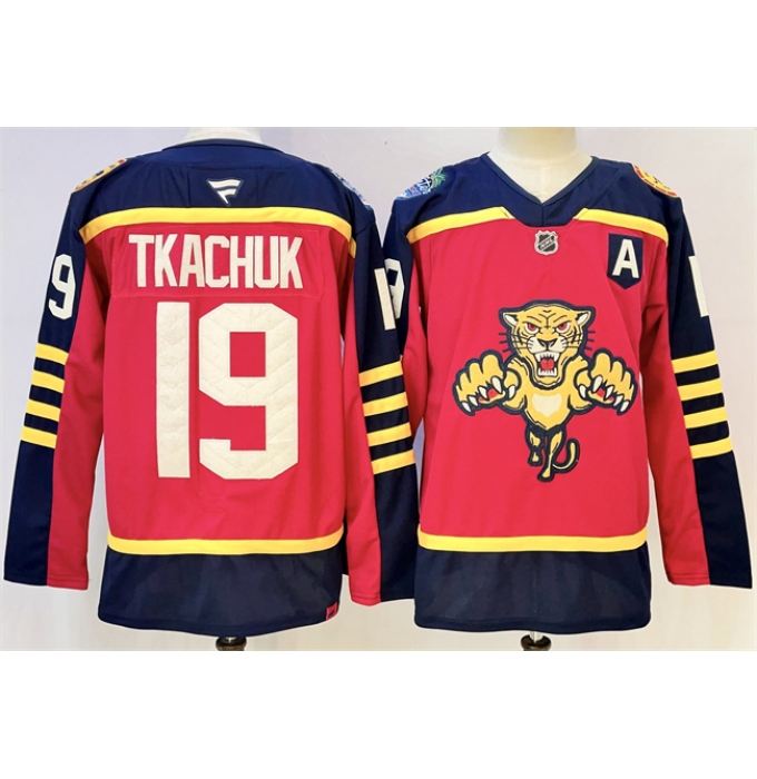 Men's Florida Panthers #19 Matthew Tkachuk Red 2026-2026 With A Winter Classic Stitched Hockey Jersey