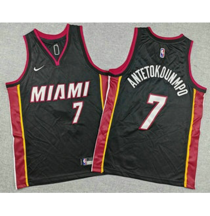 Youth Miami Heat #7 Giannis Antetokounmpo Black Icon Swingman Jersey