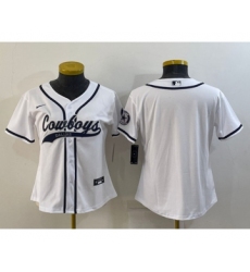 Youth Dallas Cowboys Blank White With Patch Cool Base Stitched Baseball Jersey