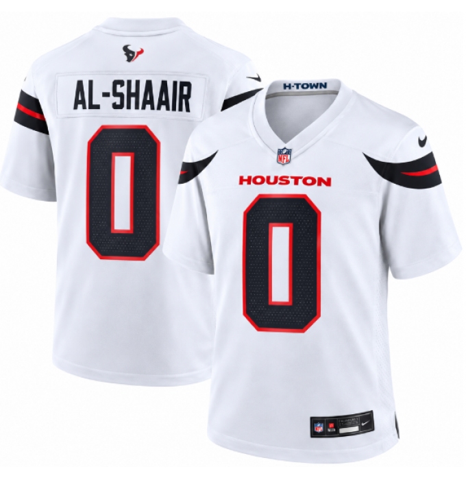 Men's Houston Texans #0 Azeez Al-Shaair White Vapor Limited Football Stitched Jersey