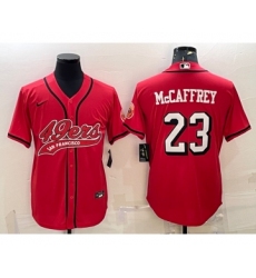 Men's San Francisco 49ers #23 Christian McCaffrey Red Color Rush With Patch Cool Base Stitched Baseball Jersey