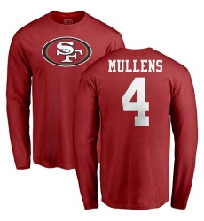 NFL Nike San Francisco 49ers #4 Nick Mullens Red Name & Number Logo Long Sleeve T-Shirt