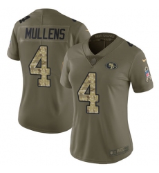 Women's Nike San Francisco 49ers #4 Nick Mullens Limited Olive Camo 2017 Salute to Service NFL Jersey