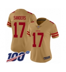 Women's San Francisco 49ers #17 Emmanuel Sanders Limited Gold Inverted Legend 100th Season Football Jersey