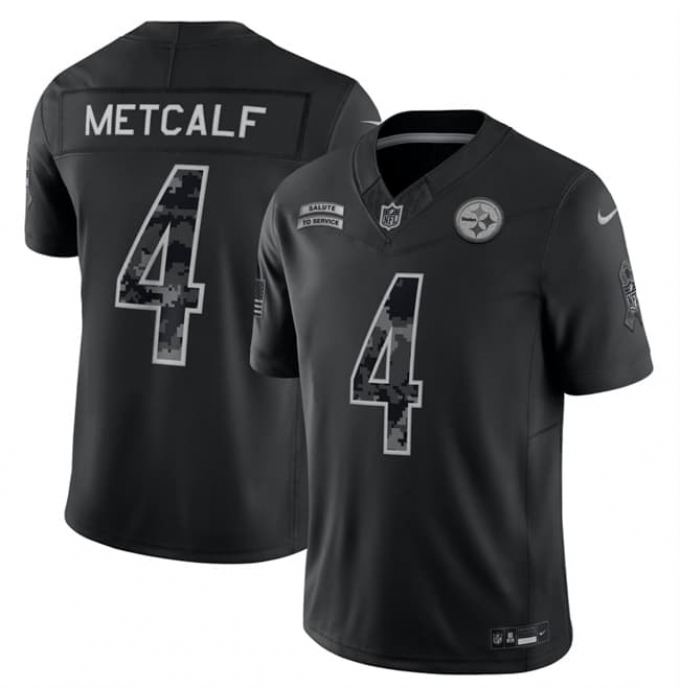 Men's Pittsburgh Steelers #4 DK Metcalf Black F.U.S.E. 2026 Salute to Service Limited Football Stitched Jersey