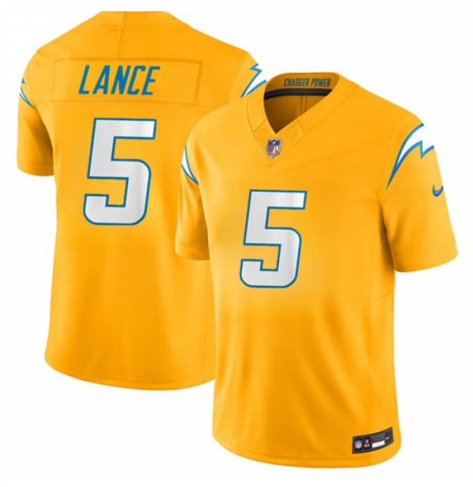 Men's Los Angeles Chargers #5 Trey Lance Gold 2026 F.U.S.E. Alternate Vapor Limited Football Stitched Jersey