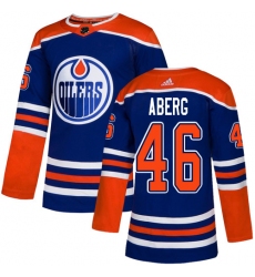 Youth Adidas Edmonton Oilers #46 Pontus Aberg Authentic Royal Blue Alternate NHL Jersey