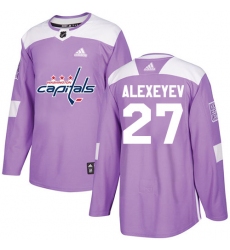 Men's Adidas Washington Capitals #27 Alexander Alexeyev Authentic Purple Fights Cancer Practice NHL Jersey