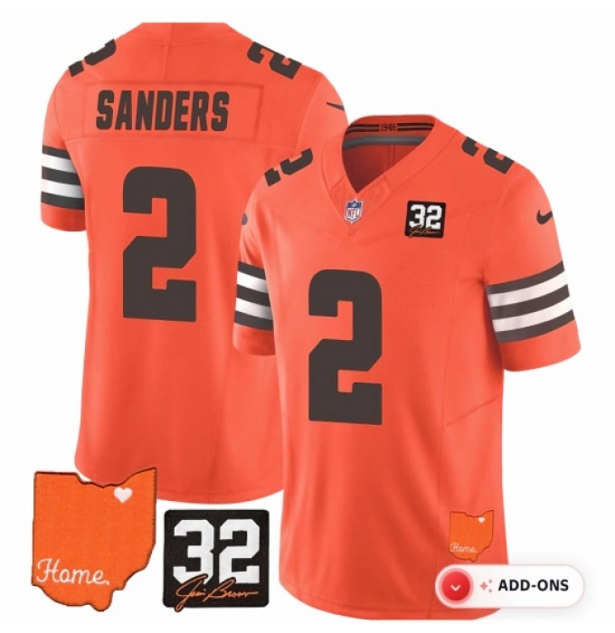Men's Cleveland Browns #2 Shedeur Sanders Orange Limited Stitched Football Jersey(1)