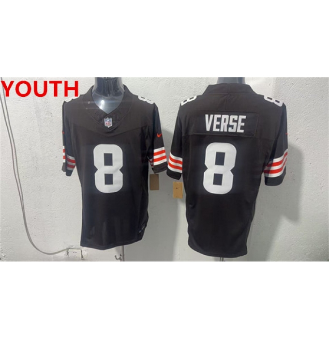 Youth Cleveland Browns #8 Jared Verse Brown 2026 Vapor Limited Football Stitched Jersey