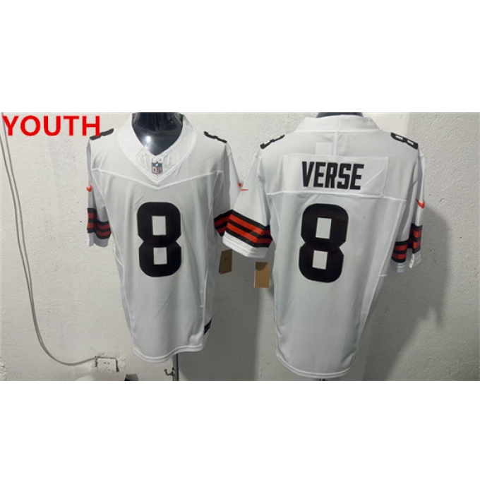 Youth Cleveland Browns #8 Jared Verse White 2026 Vapor Limited Football Stitched Jersey