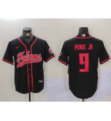 Men's Atlanta Falcons #9 Michael Penix Jr. Black With Cool Base Stitched Baseball Jersey