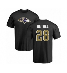 Football Baltimore Ravens #28 Justin Bethel Black Name & Number Logo T-Shirt