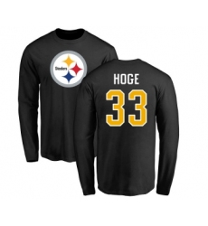 Football Pittsburgh Steelers #33 Merril Hoge Black Name & Number Logo Long Sleeve T-Shirt