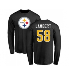 Football Pittsburgh Steelers #58 Jack Lambert Black Name & Number Logo Long Sleeve T-Shirt