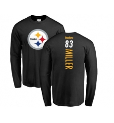Football Pittsburgh Steelers #83 Heath Miller Black Backer Long Sleeve T-Shirt
