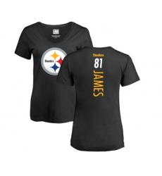 Football Women's Pittsburgh Steelers #81 Jesse James Black Backer Slim Fit T-Shirt