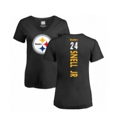 Women's Pittsburgh Steelers #24 Benny Snell Jr. Black Camo Salute to Service T-Shirt