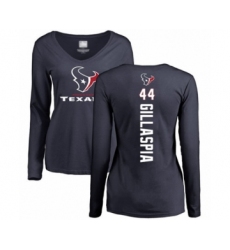 Football Women's Houston Texans #44 Cullen Gillaspia Navy Blue Backer Long Sleeve T-Shirt