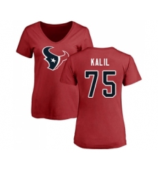 Football Women's Houston Texans #75 Matt Kalil Red Name & Number Logo T-Shirt