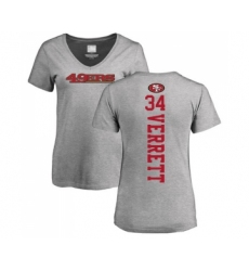 Football Women's San Francisco 49ers #34 Jason Verrett Ash Backer T-Shirt