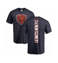 Football Chicago Bears #32 David Montgomery Navy Blue Backer T-Shirt