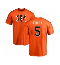 Football Cincinnati Bengals #5 Ryan Finley Orange Name & Number Logo T-Shirt