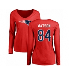 Football Women's New England Patriots #84 Benjamin Watson Red Name & Number Logo Slim Fit Long Sleeve T-Shirt
