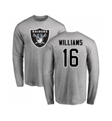Football Oakland Raiders #16 Tyrell Williams Ash Name & Number Logo Long Sleeve T-Shirt