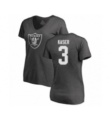 Football Women's Oakland Raiders #3 Drew Kaser Ash One Color T-Shirt