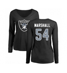 Football Women's Oakland Raiders #54 Brandon Marshall Black Name & Number Logo Long Sleeve T-Shirt