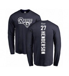 Football Los Angeles Rams #27 Darrell Henderson Navy Blue Backer Long Sleeve T-Shirt