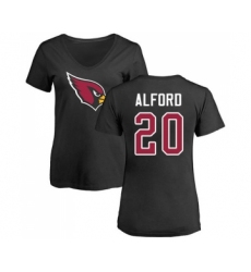 Football Women's Arizona Cardinals #20 Robert Alford Black Name & Number Logo T-Shirt