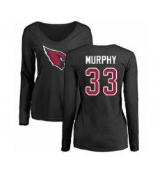 Football Women's Arizona Cardinals #33 Byron Murphy Black Name & Number Logo Long Sleeve T-Shirt
