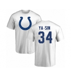 Football Indianapolis Colts #34 Rock Ya-Sin White Name & Number Logo T-Shirt
