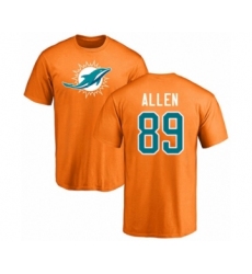 Football Miami Dolphins #89 Dwayne Allen Orange Name & Number Logo T-Shirt