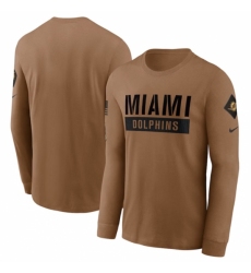 Men's Miami Dolphins 2023 Brown Salute To Service Long Sleeve T Shirt