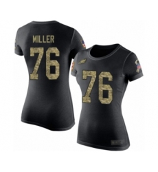 Women's Philadelphia Eagles #76 Shareef Miller Black Camo Salute to Service T-Shirt