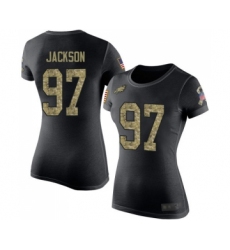 Women's Philadelphia Eagles #97 Malik Jackson Black Camo Salute to Service T-Shirt